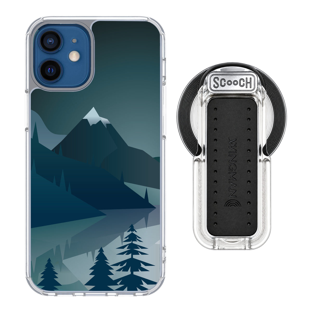 Scooch MagCase Midnight Ridge for iPhone 12 mini — MagSafe Wingback Bundle - Clear