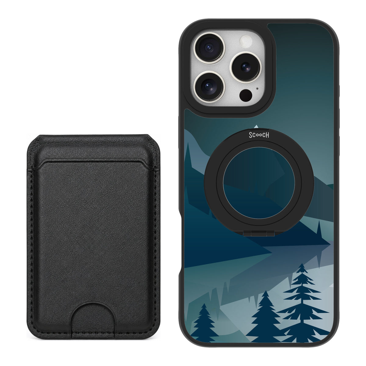 Scooch MagCase Midnight Ridge for iPhone 16 Pro Max — Black MagWallet Bundle