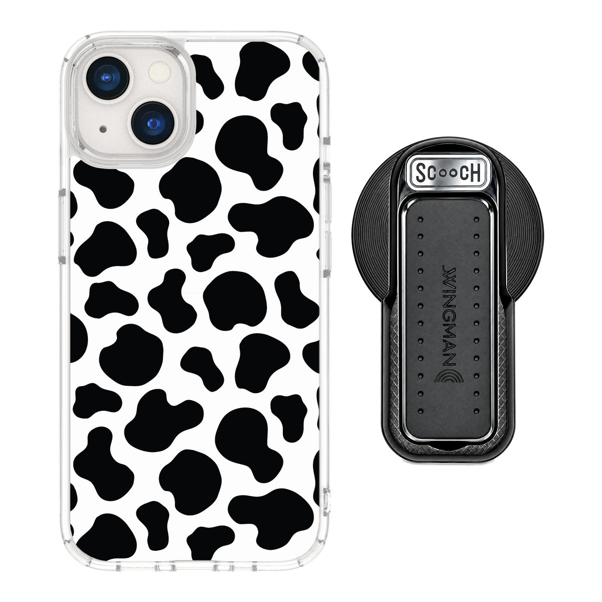 Scooch MagCase Cow Print for iPhone 13 — MagSafe Wingback Bundle - Black