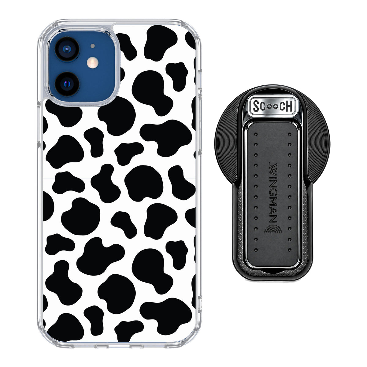 Scooch MagCase Cow Print for iPhone 12 — MagSafe Wingback Bundle - Black