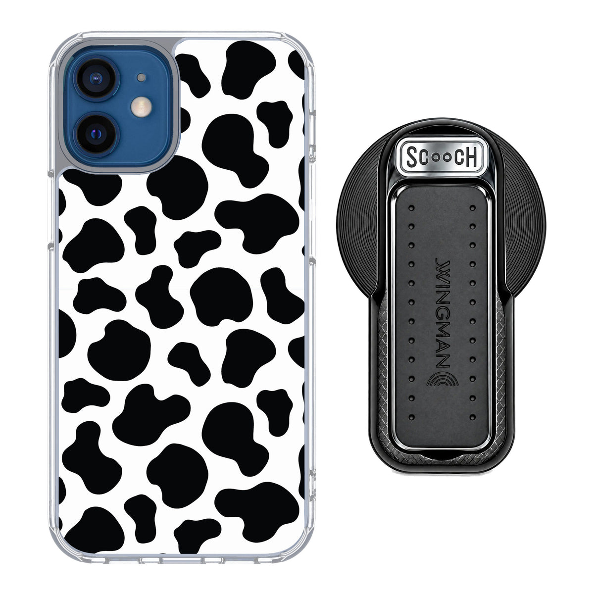 Scooch MagCase Cow Print for iPhone 12 mini — MagSafe Wingback Bundle - Black
