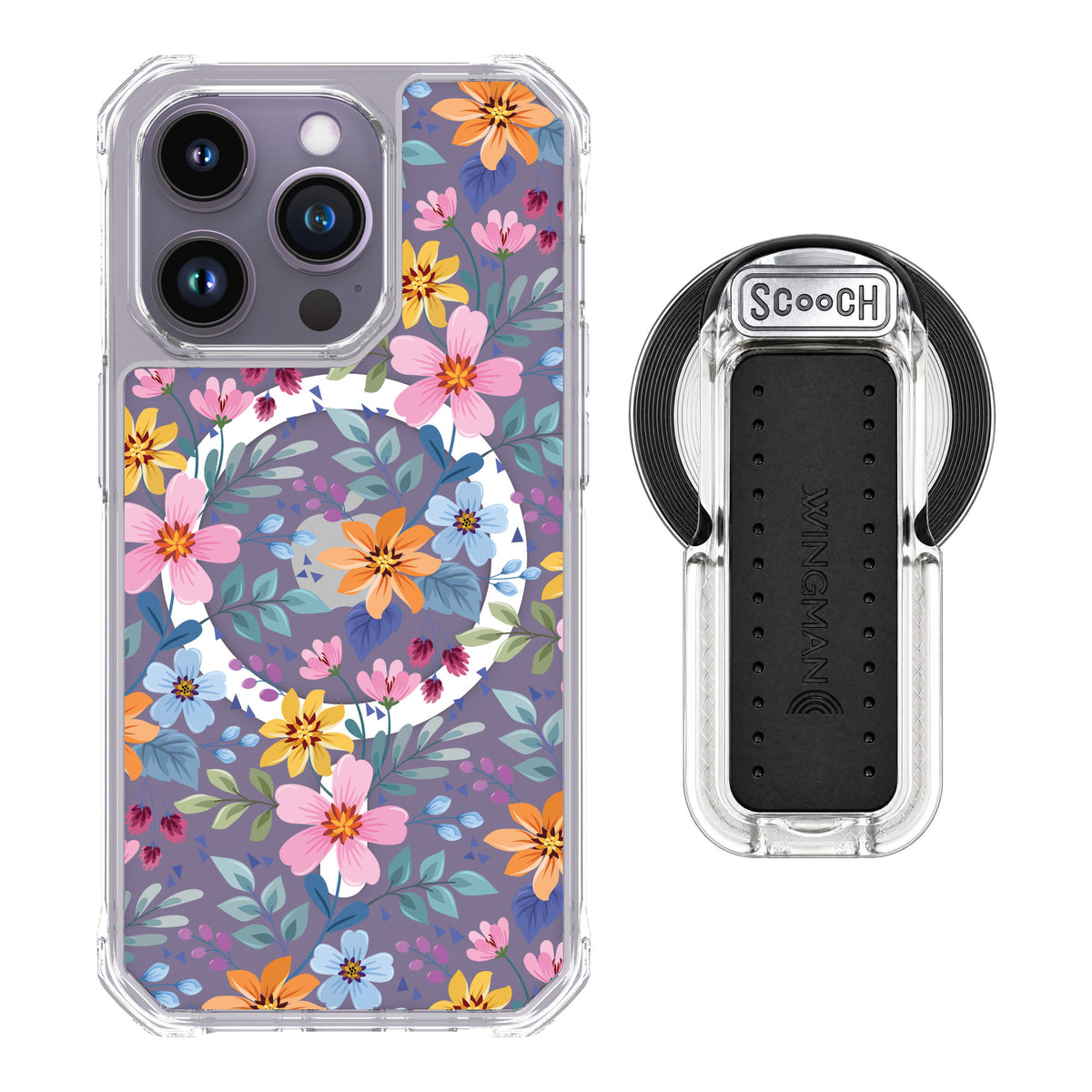 Scooch MagCase Full Bloom for iPhone 14 Pro — MagSafe Wingback Bundle - Clear