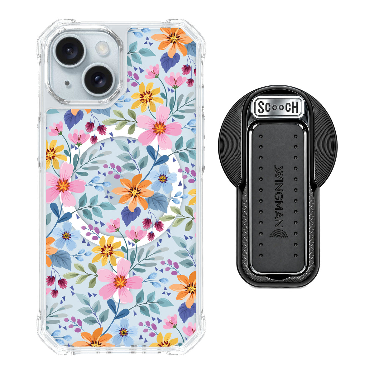 Scooch MagCase Full Bloom for iPhone 15 — MagSafe Wingback Bundle - Black