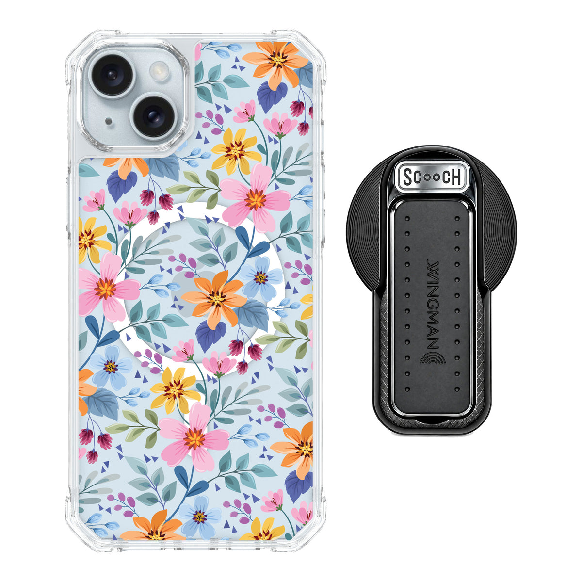 Scooch MagCase Full Bloom for iPhone 15 Plus — MagSafe Wingback Bundle - Black