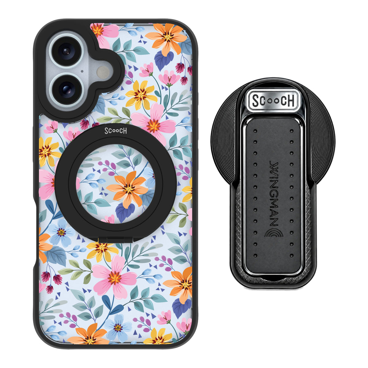 Scooch MagCase Full Bloom for iPhone 16 — MagSafe Wingback Bundle - Black