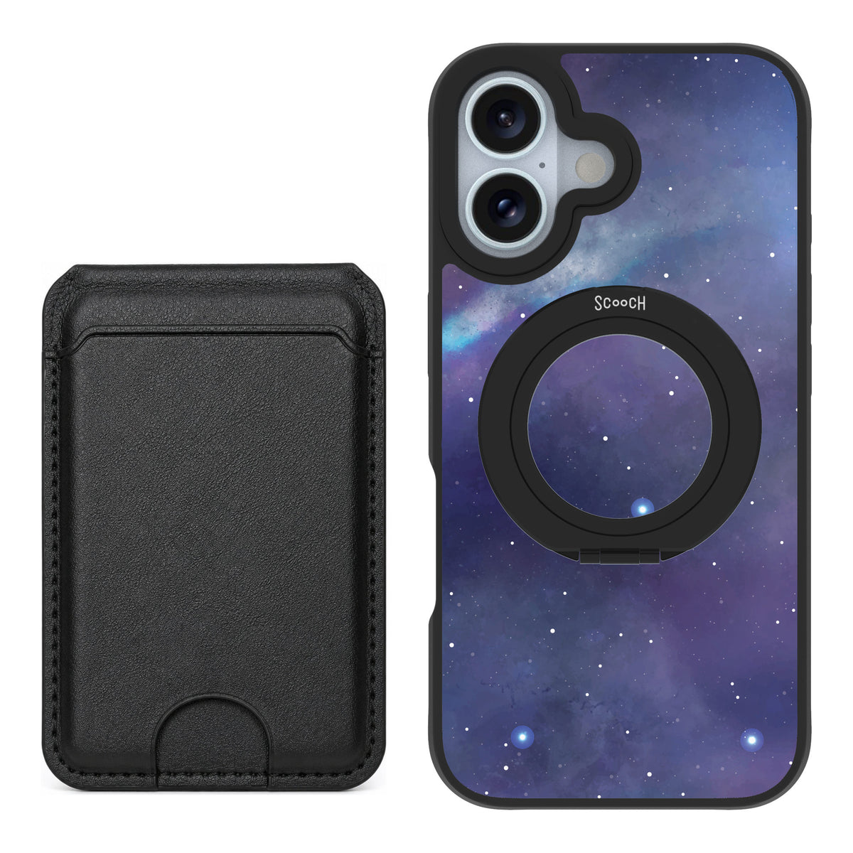 Scooch MagCase Galaxy for iPhone 16 — Black MagWallet Bundle