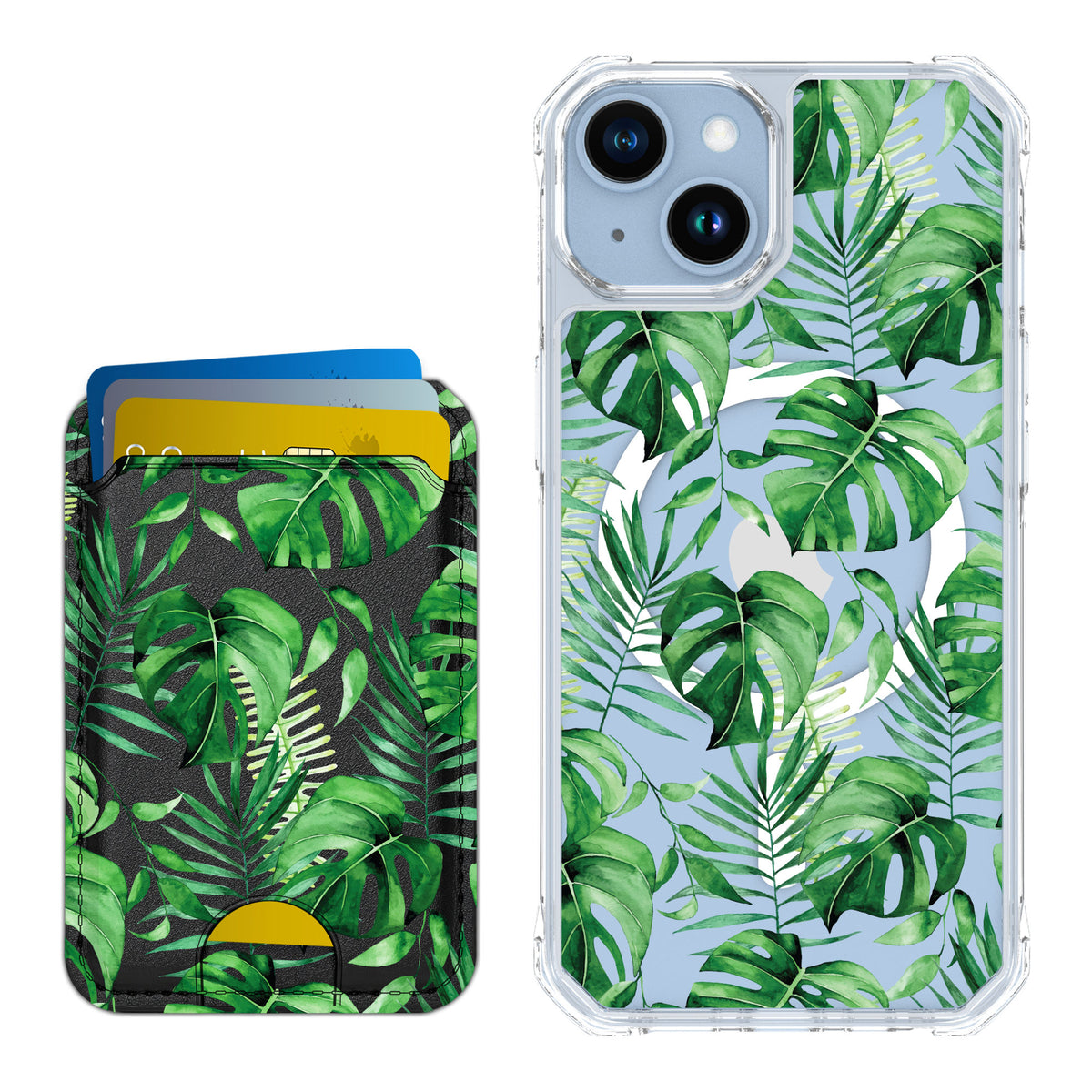 Scooch MagCase Monstera for iPhone 14 — Matching MagWallet Bundle