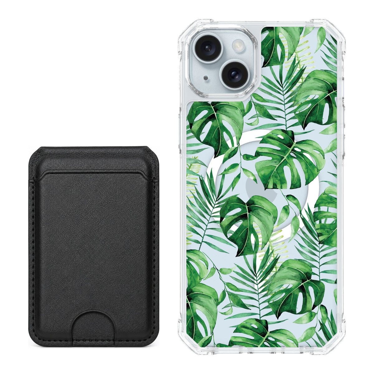 Scooch MagCase Monstera for iPhone 14 Plus — Black MagWallet Bundle