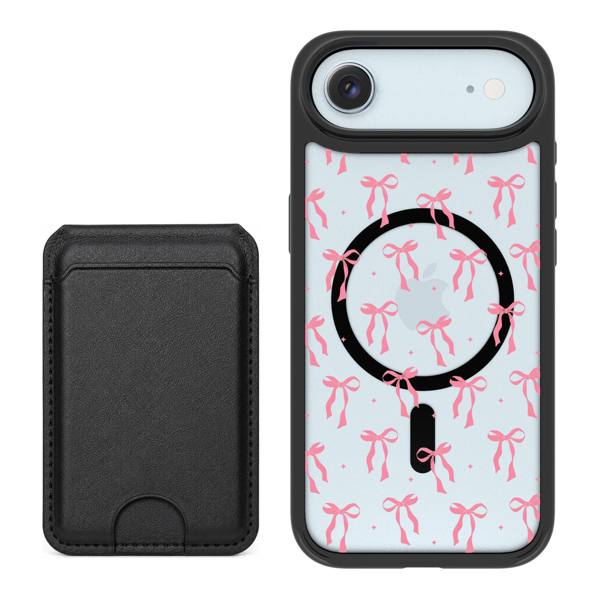 Scooch MagCase Pink Bows for iPhone Air — Black MagWallet Bundle
