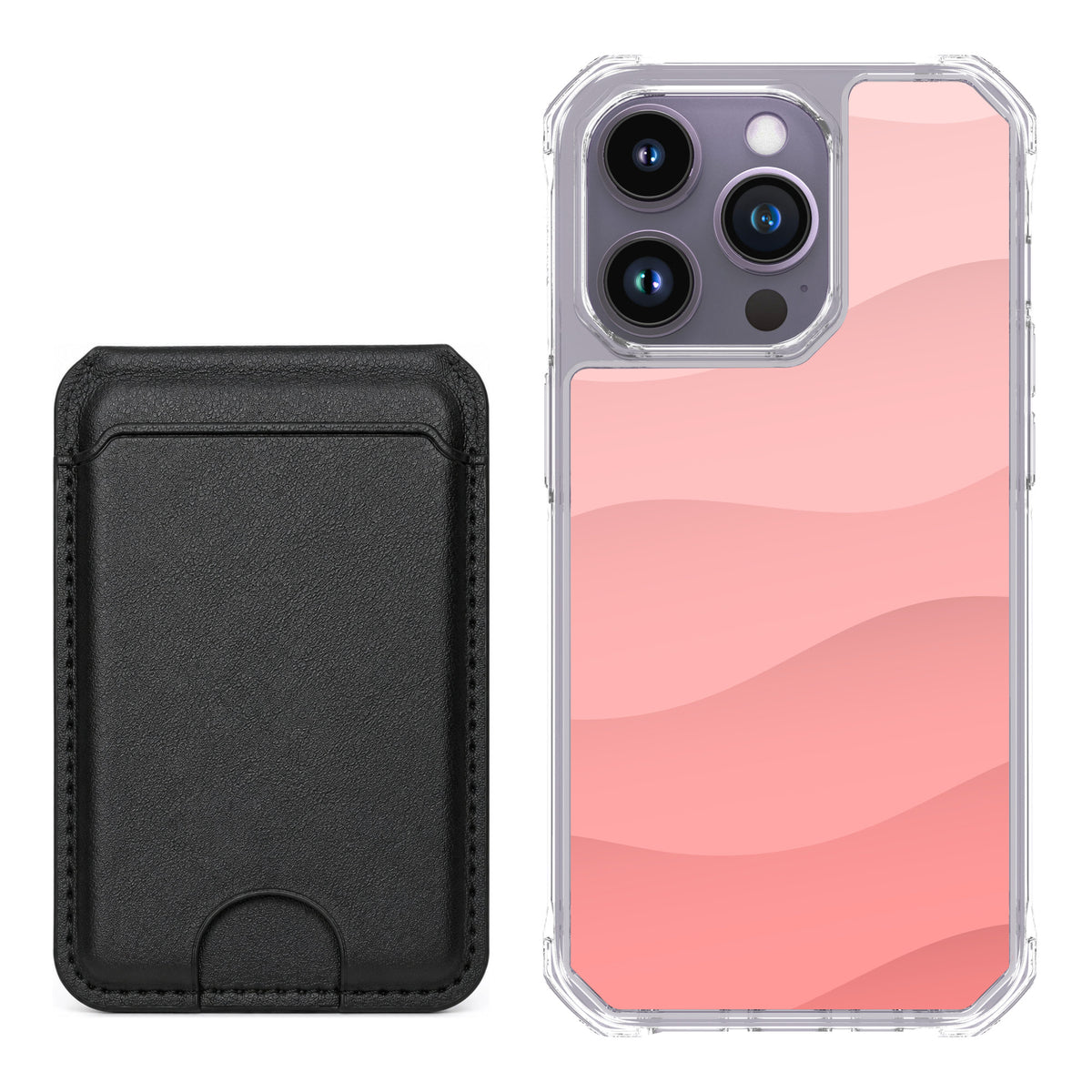 Scooch MagCase Pink Waves for iPhone 14 Pro — Black MagWallet Bundle