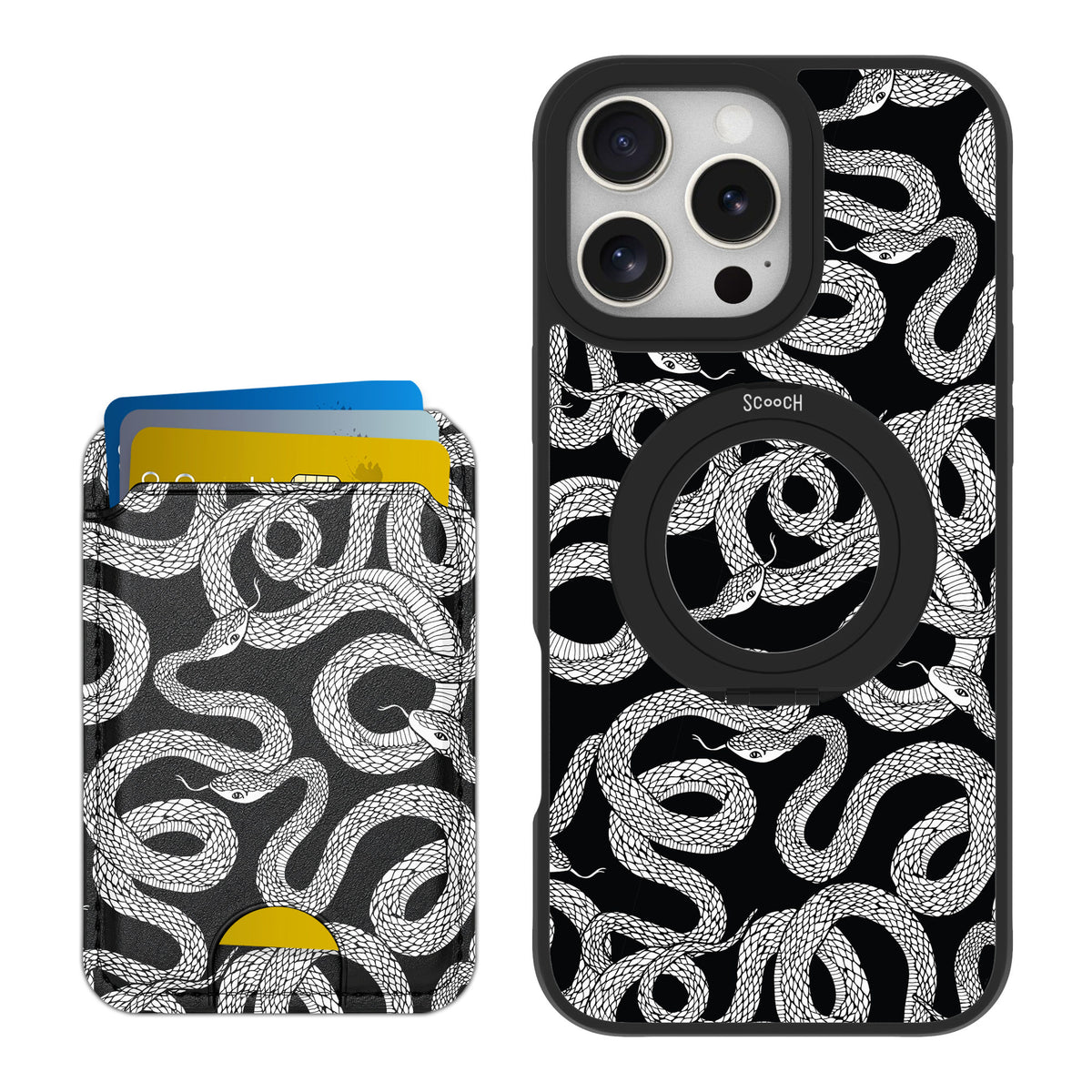 Scooch MagCase Snakes for iPhone 16 Pro Max — Matching MagWallet Bundle