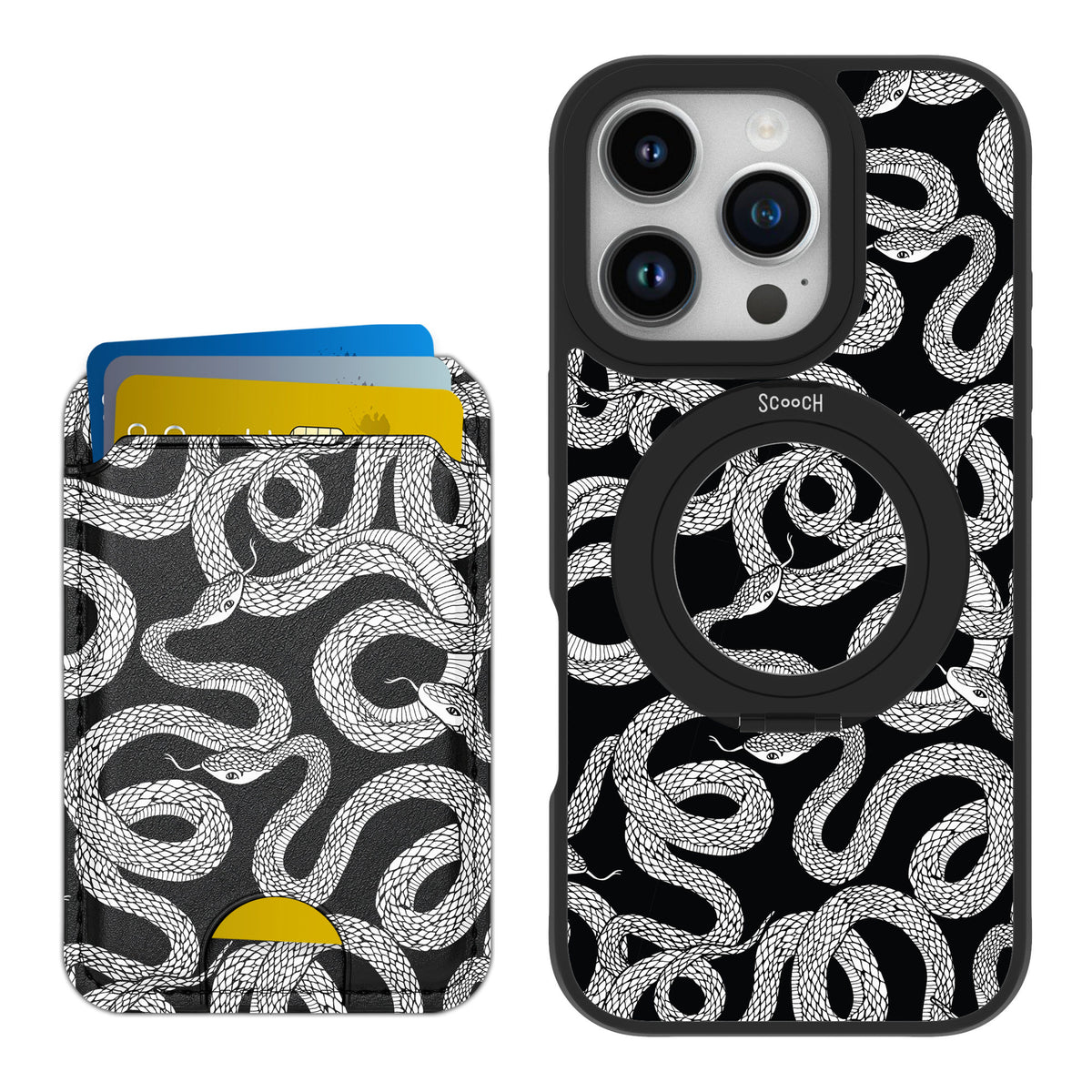 Scooch MagCase Snakes for iPhone 16 Pro — Matching MagWallet Bundle