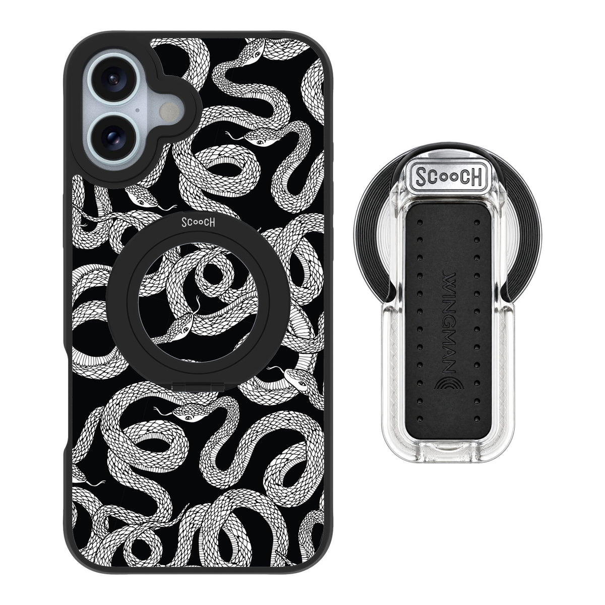 Scooch MagCase Snakes for iPhone 16 Plus — MagSafe Wingback Bundle - Clear