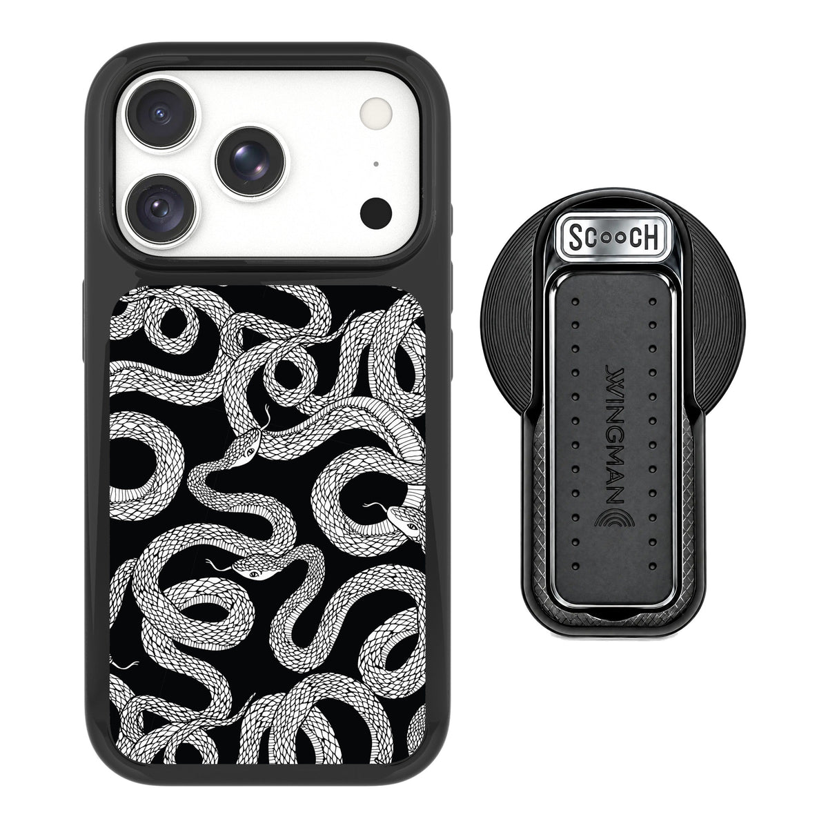 Scooch MagCase Snakes for iPhone 17 Pro Max — MagSafe Wingback Bundle - Black