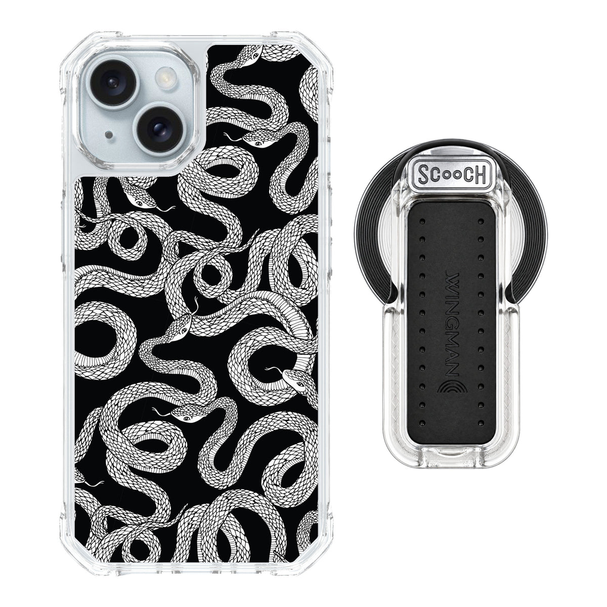 Scooch MagCase Snakes for iPhone 15 — MagSafe Wingback Bundle - Clear