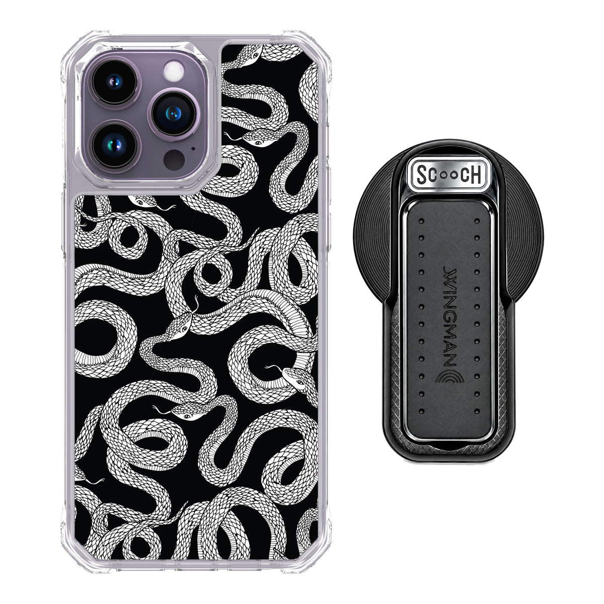Scooch MagCase Snakes for iPhone 14 Pro Max — MagSafe Wingback Bundle - Black