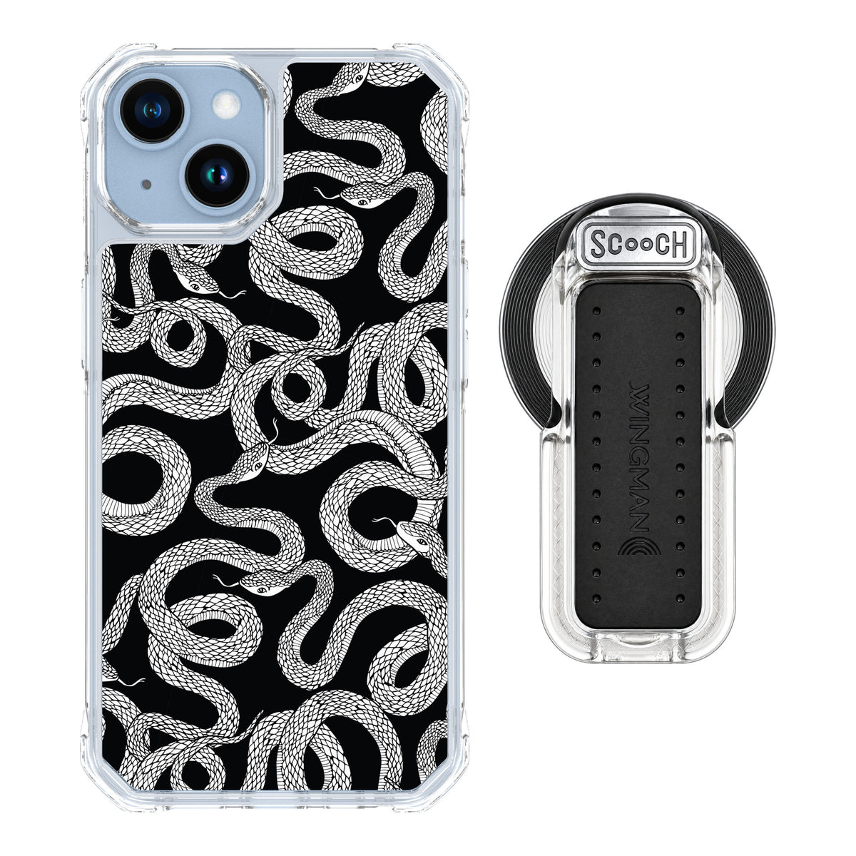 Scooch MagCase Snakes for iPhone 14 — MagSafe Wingback Bundle - Clear