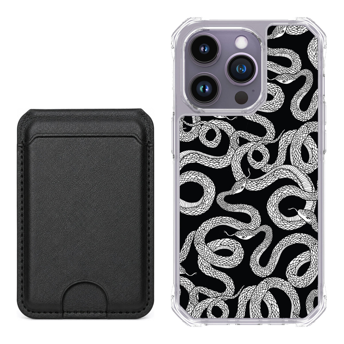 Scooch MagCase Snakes for iPhone 14 Pro — Black MagWallet Bundle