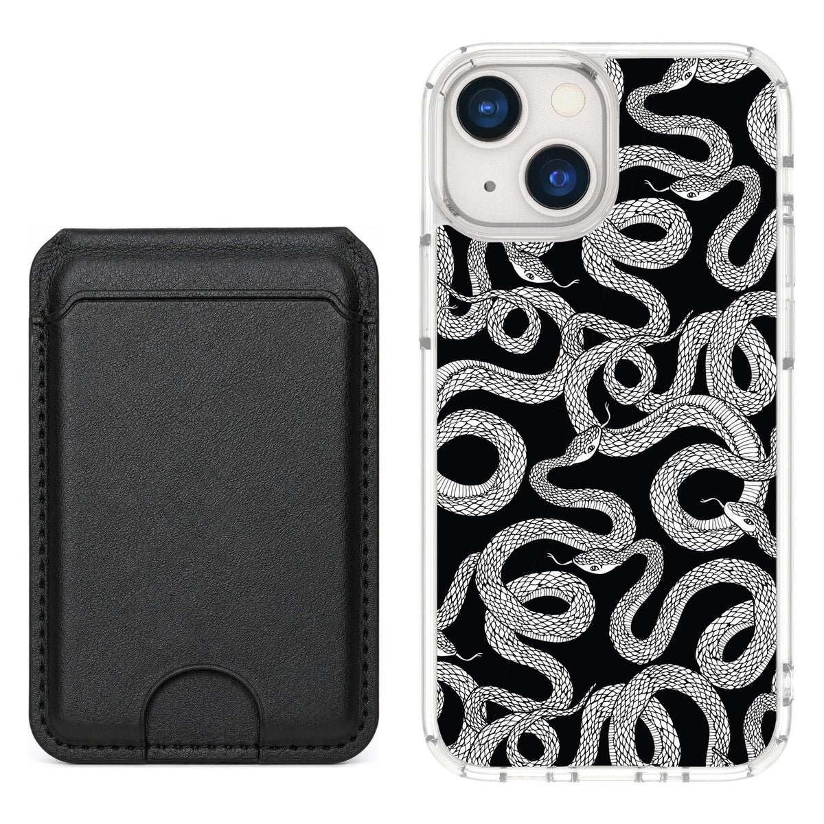 Scooch MagCase Snakes for iPhone 13 mini — Black MagWallet Bundle