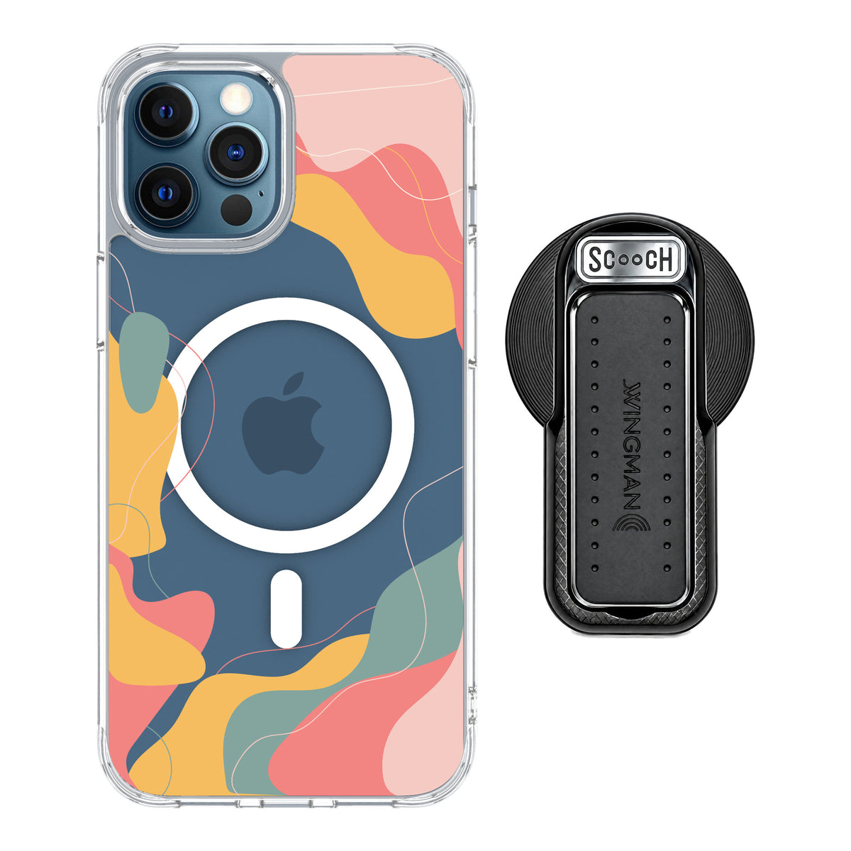 Scooch MagCase Abstract Pastel for iPhone 12 Pro — MagSafe Wingback Bundle - Black