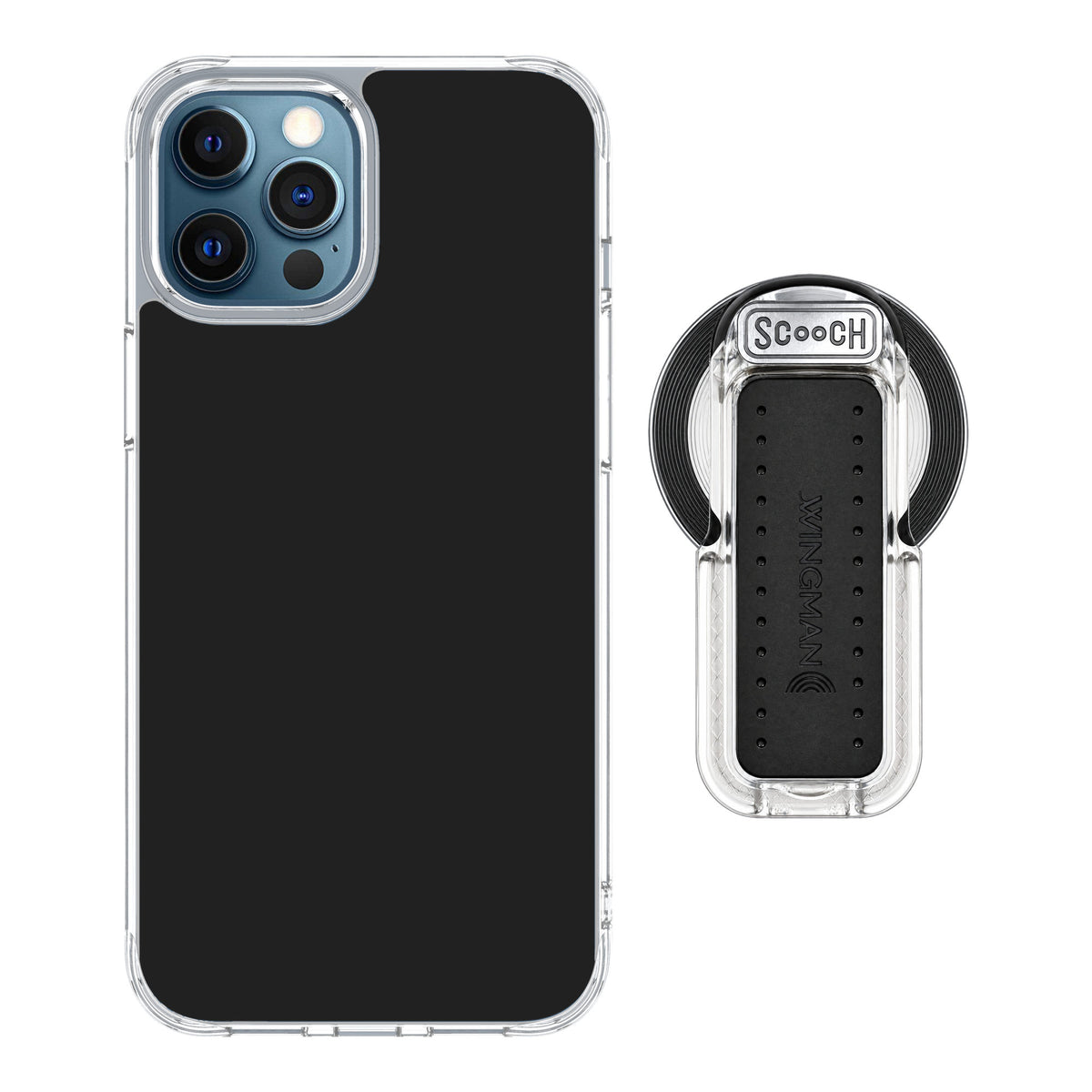 Scooch MagCase Black for iPhone 12 Pro — MagSafe Wingback Bundle - Clear