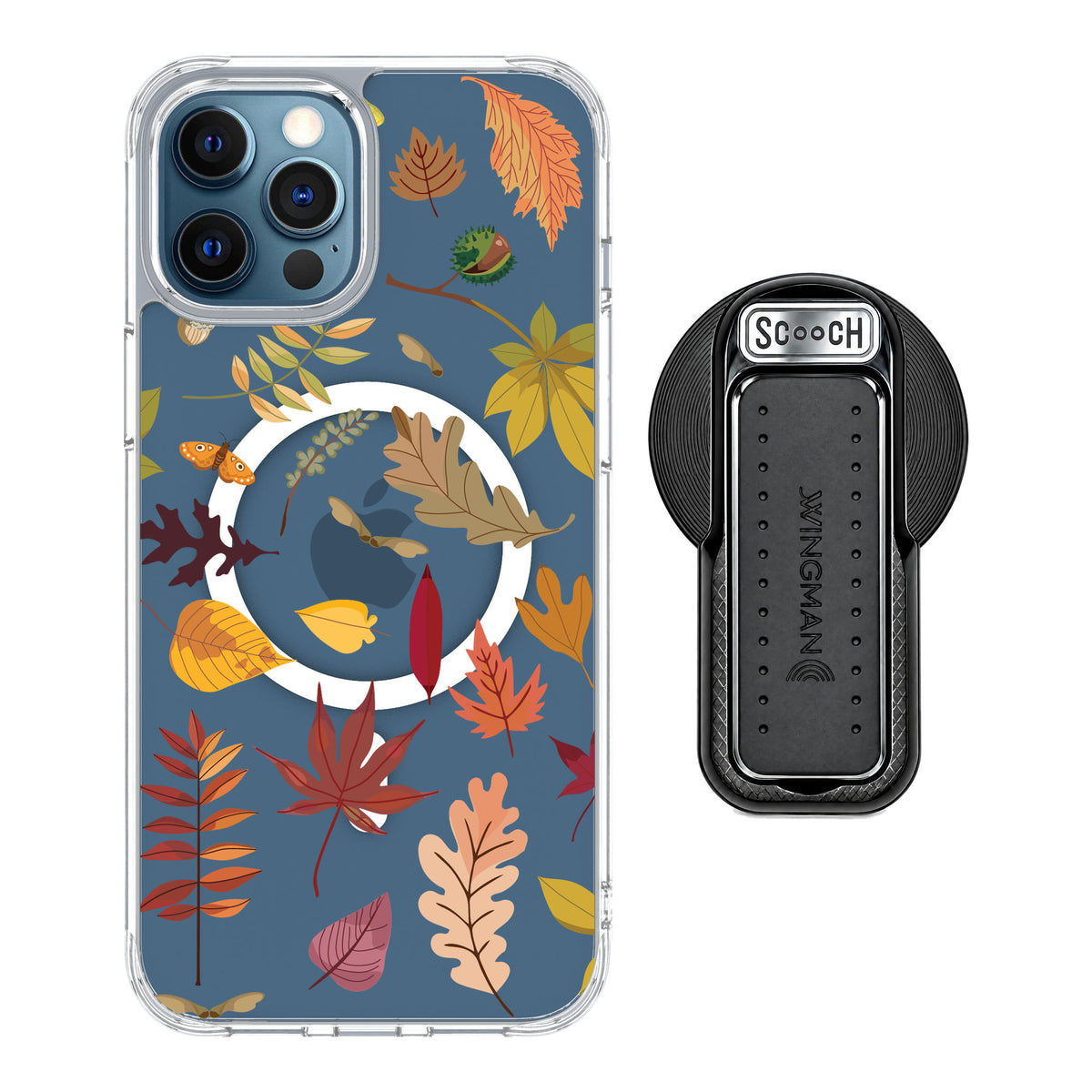 Scooch MagCase Autumn Leaves for iPhone 12 Pro — MagSafe Wingback Bundle - Black