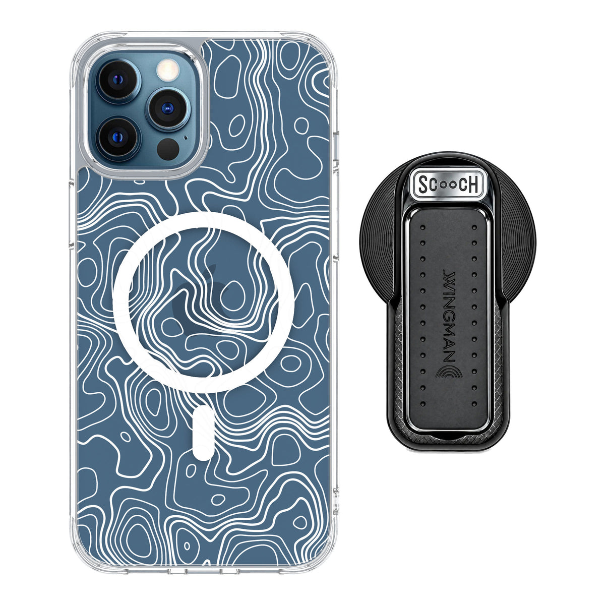 Scooch MagCase Topography for iPhone 12 Pro — MagSafe Wingback Bundle - Black