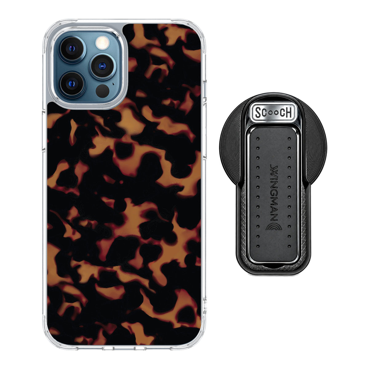 Scooch MagCase Tortoise Shell for iPhone 12 Pro — MagSafe Wingback Bundle - Black