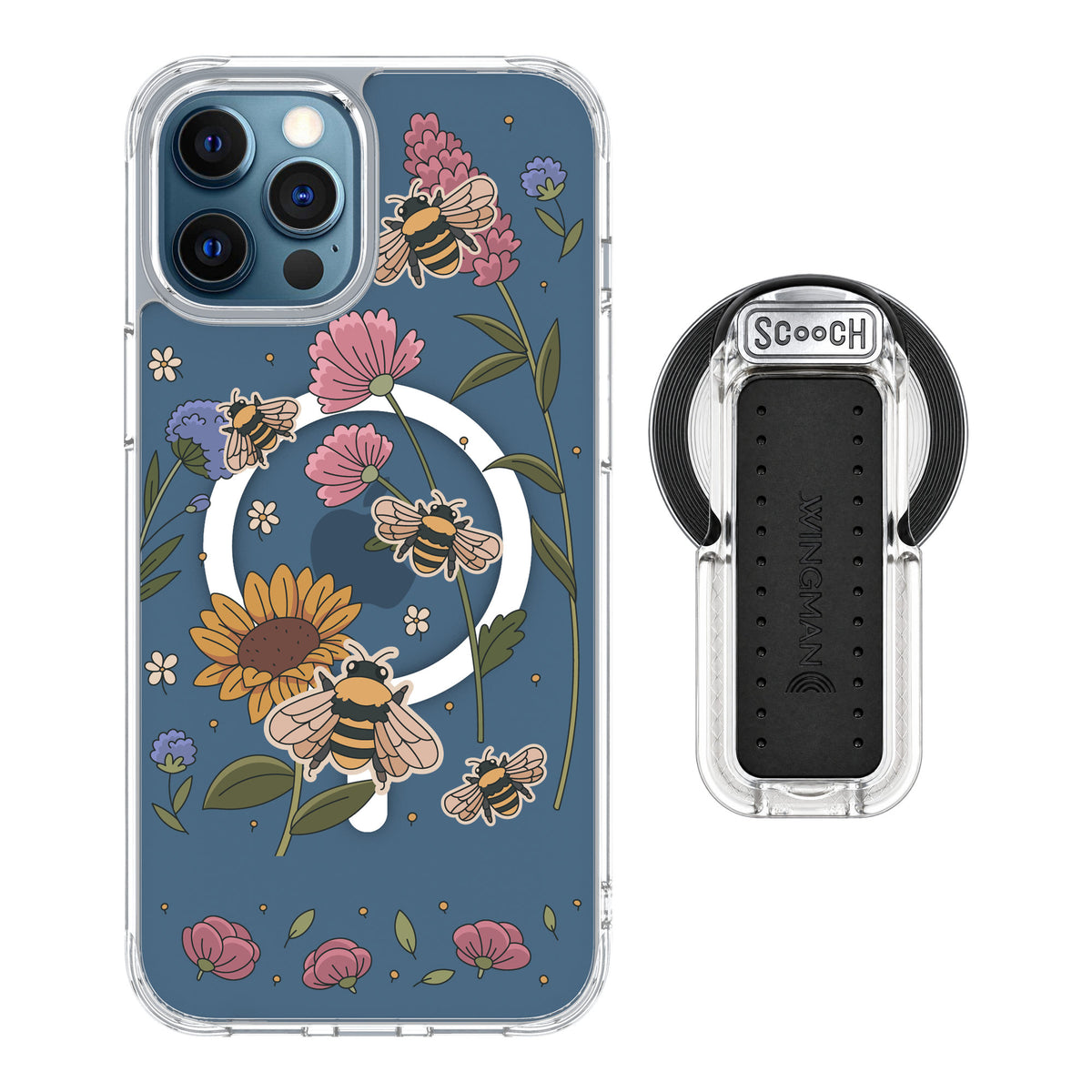 Scooch MagCase Bee Happy for iPhone 12 Pro — MagSafe Wingback Bundle - Clear