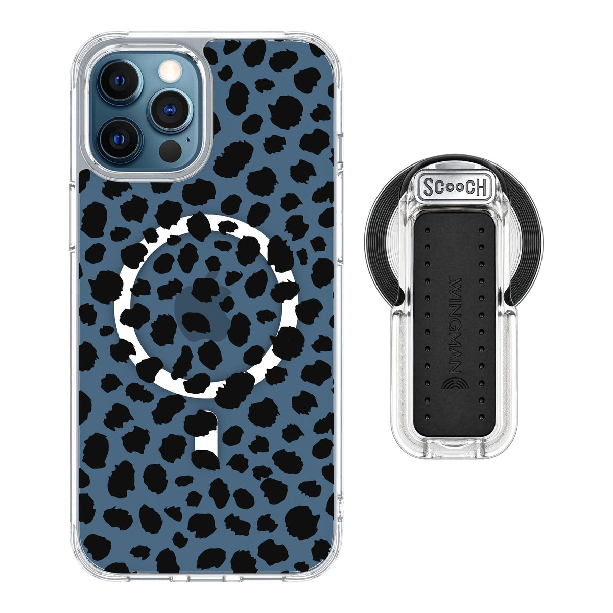 Scooch MagCase Black Leopard for iPhone 12 Pro — MagSafe Wingback Bundle - Clear