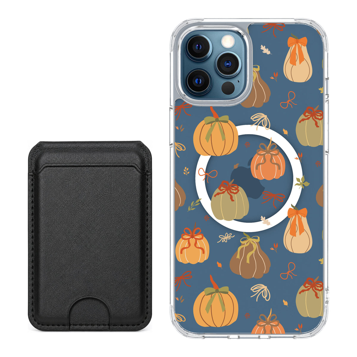 Scooch MagCase Pretty Pumpkins for iPhone 12 Pro — Black MagWallet Bundle