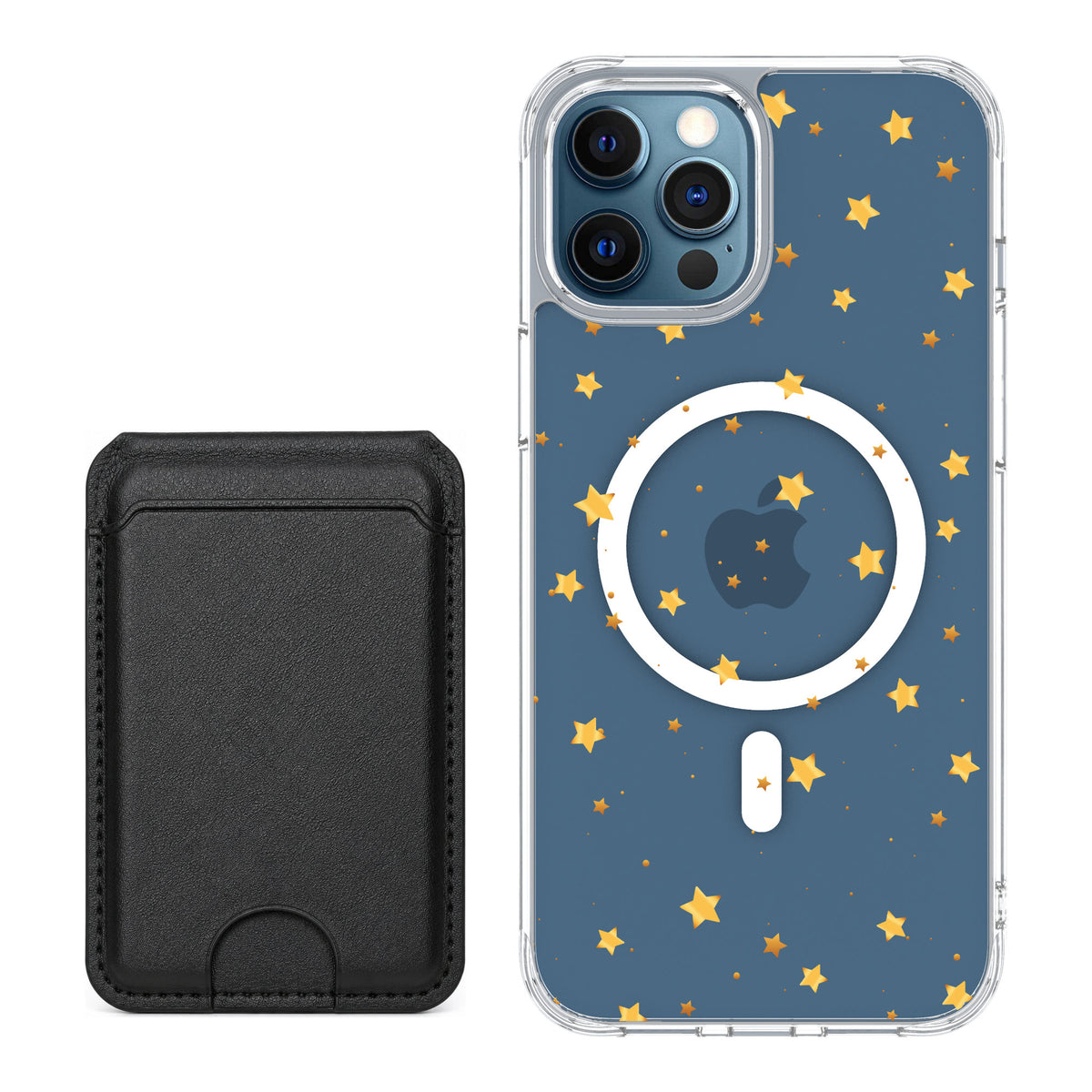 Scooch MagCase Gold Stars for iPhone 12 Pro — Black MagWallet Bundle