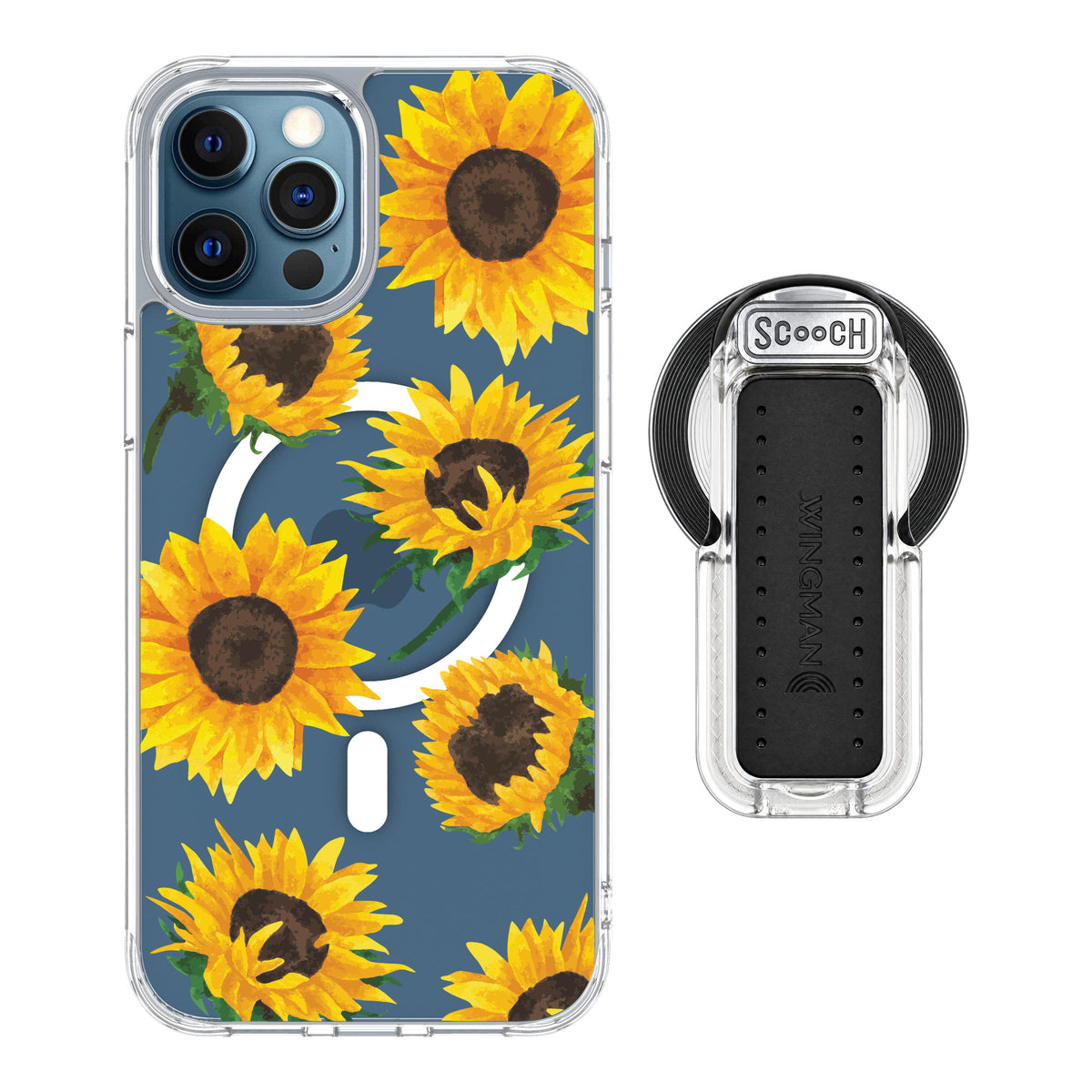Scooch MagCase Sunflower Frenzy for iPhone 12 Pro — MagSafe Wingback Bundle - Clear