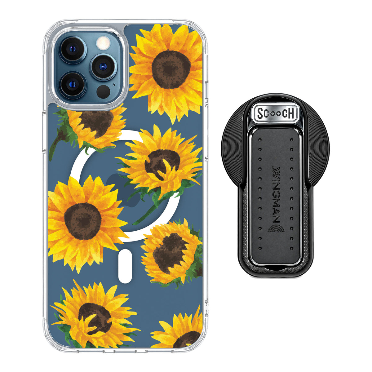 Scooch MagCase Sunflower Frenzy for iPhone 12 Pro — MagSafe Wingback Bundle - Black