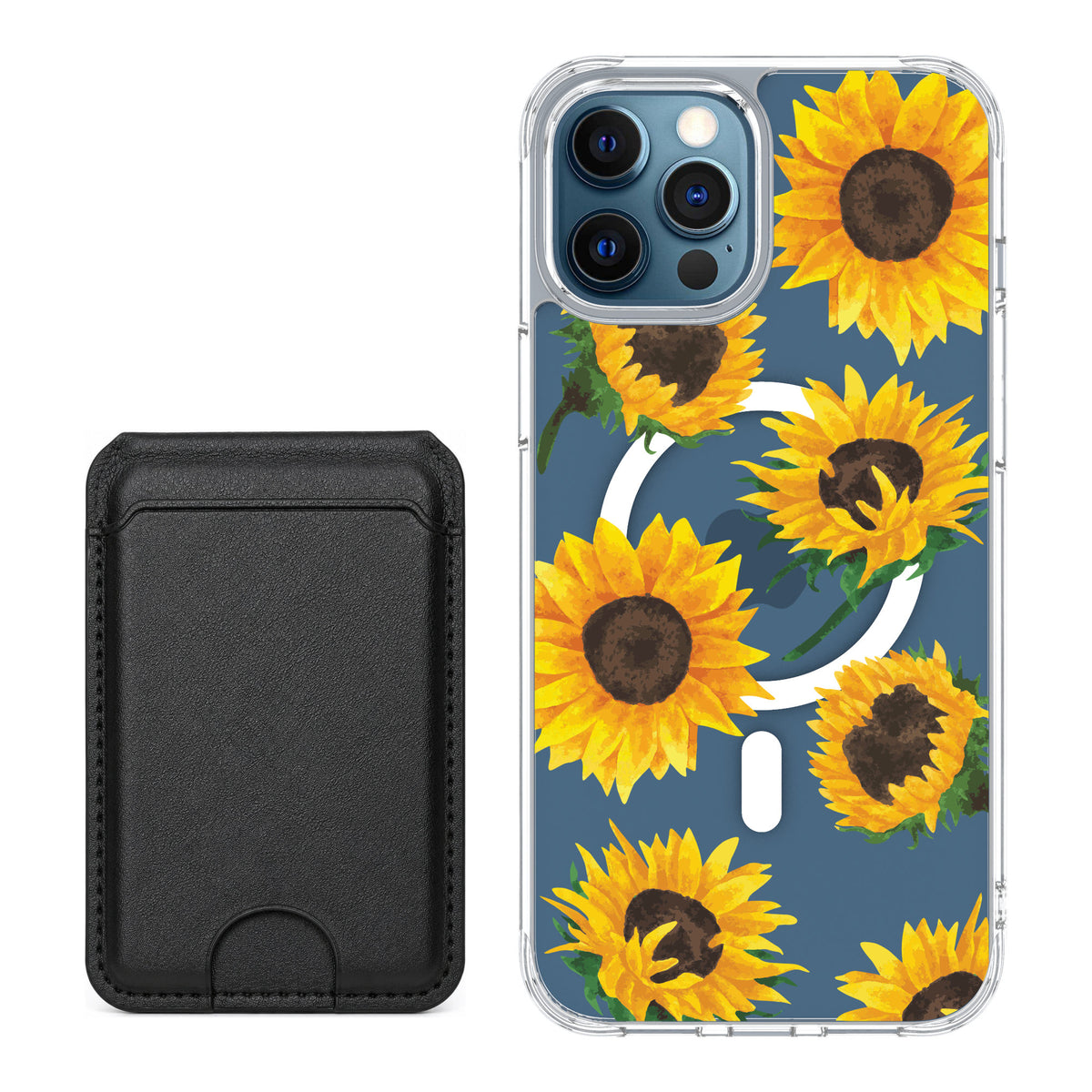 Scooch MagCase Sunflower Frenzy for iPhone 12 Pro — Black MagWallet Bundle