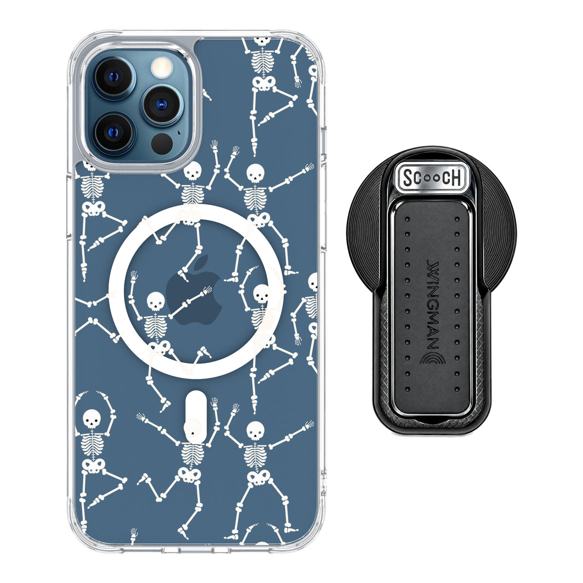 Scooch MagCase Swinging Skeletons for iPhone 12 Pro — MagSafe Wingback Bundle - Black