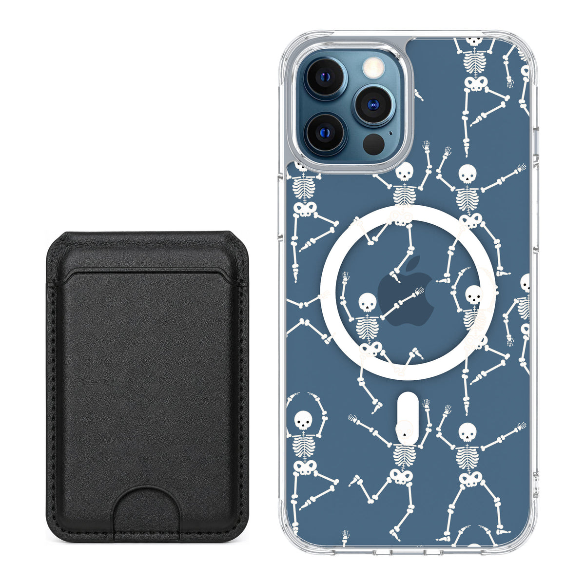 Scooch MagCase Swinging Skeletons for iPhone 12 Pro — Black MagWallet Bundle