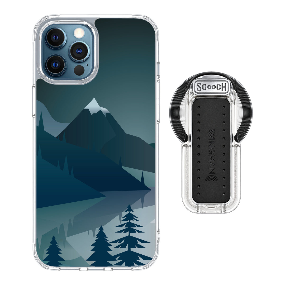 Scooch MagCase Midnight Ridge for iPhone 12 Pro — MagSafe Wingback Bundle - Clear