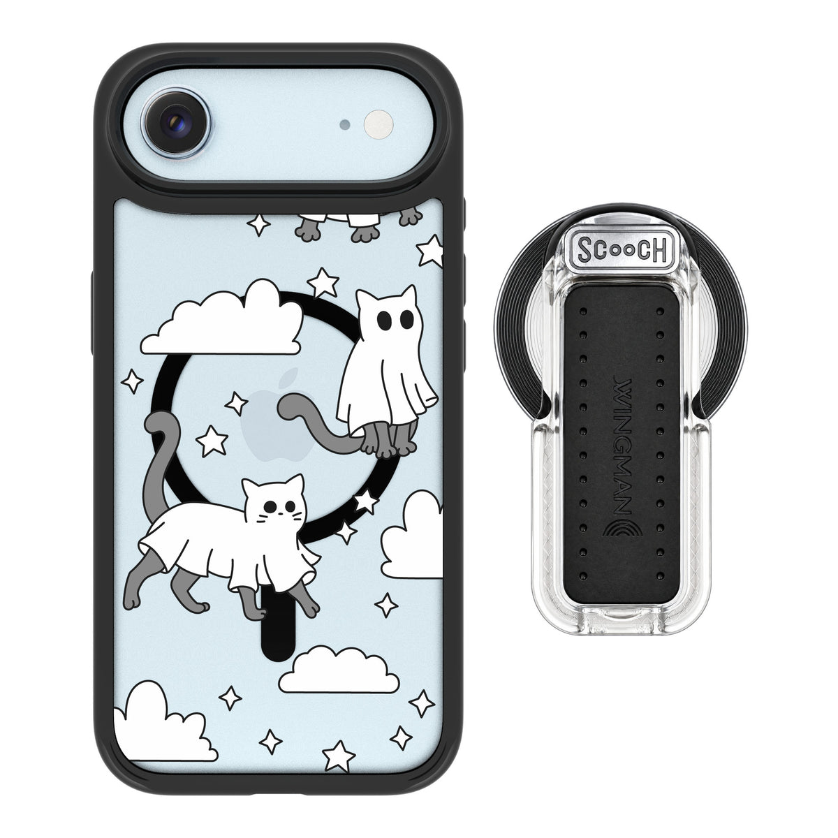 Scooch MagCase Scaredy Cats for iPhone Air — MagSafe Wingback Bundle - Clear