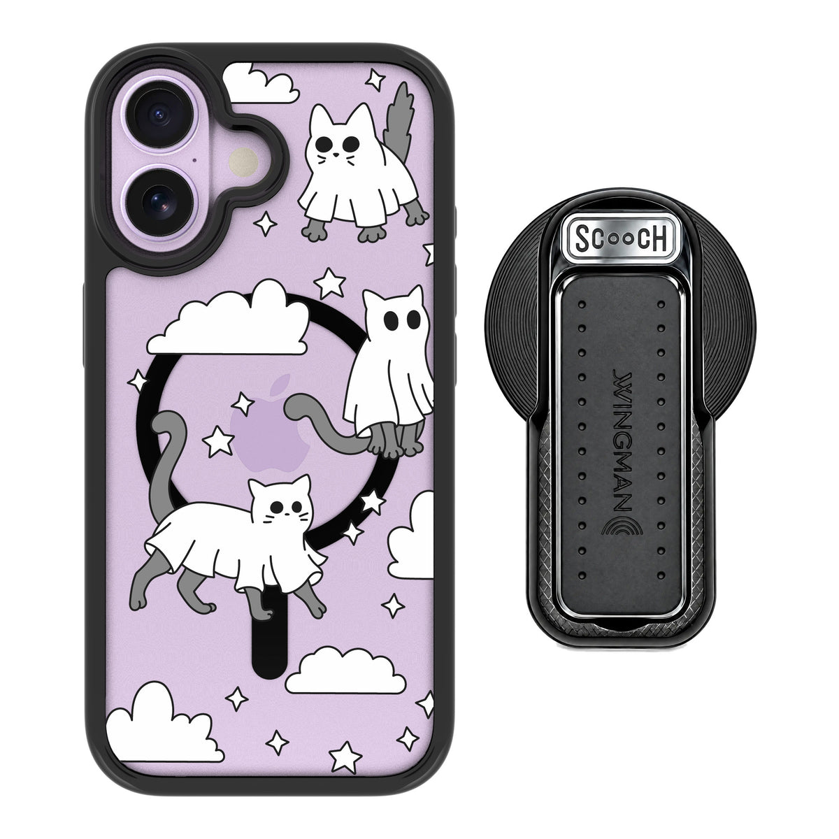 Scooch MagCase Scaredy Cats for iPhone 17 — MagSafe Wingback Bundle - Black