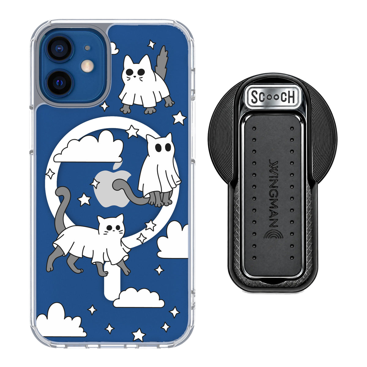 Scooch MagCase Scaredy Cats for iPhone 12 mini — MagSafe Wingback Bundle - Black