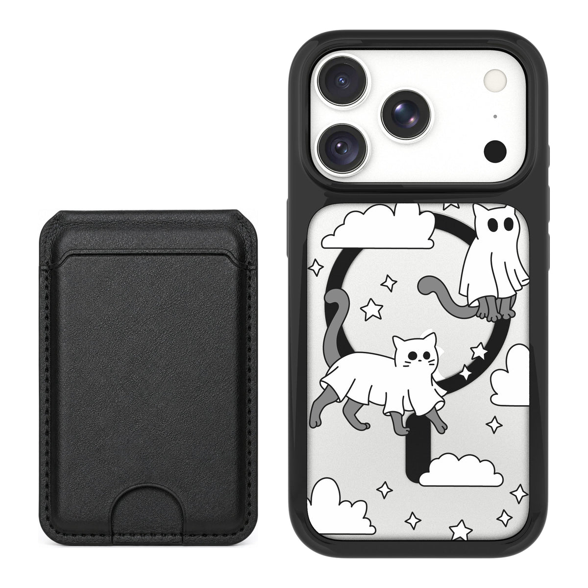 Scooch MagCase Scaredy Cats for iPhone 18 Pro — Black MagWallet Bundle