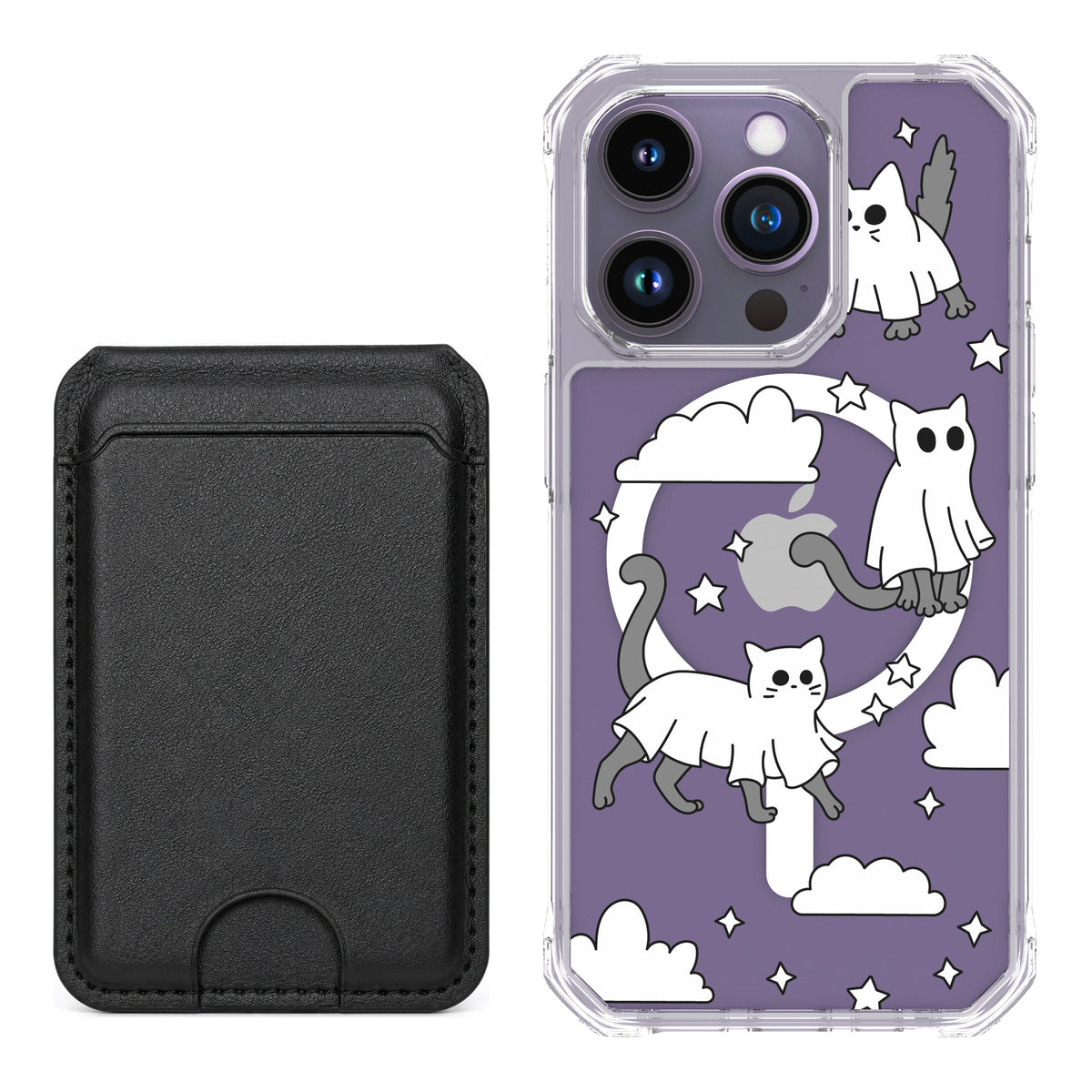 Scooch MagCase Scaredy Cats for iPhone 14 Pro — Black MagWallet Bundle