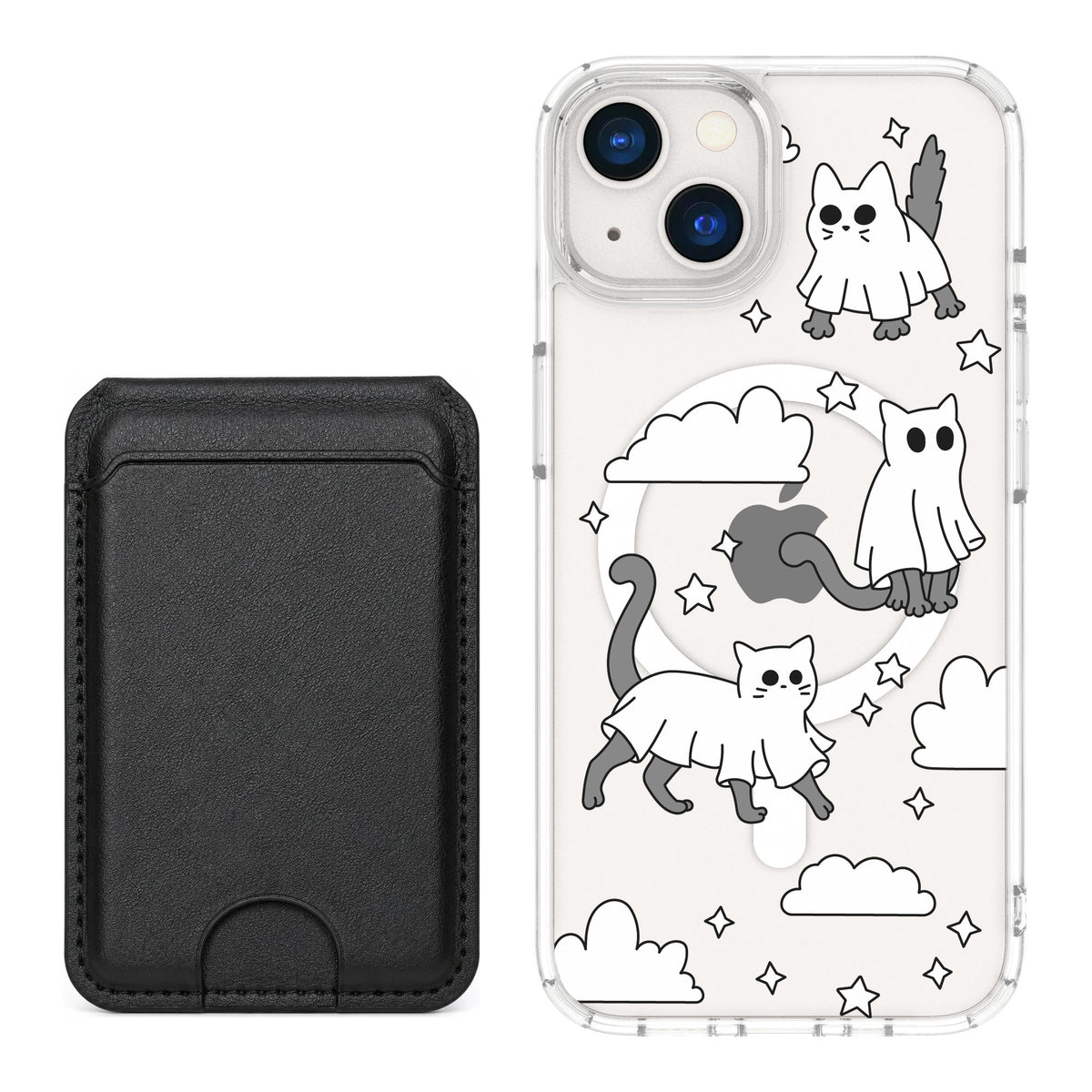Scooch MagCase Scaredy Cats for iPhone 13 — Black MagWallet Bundle