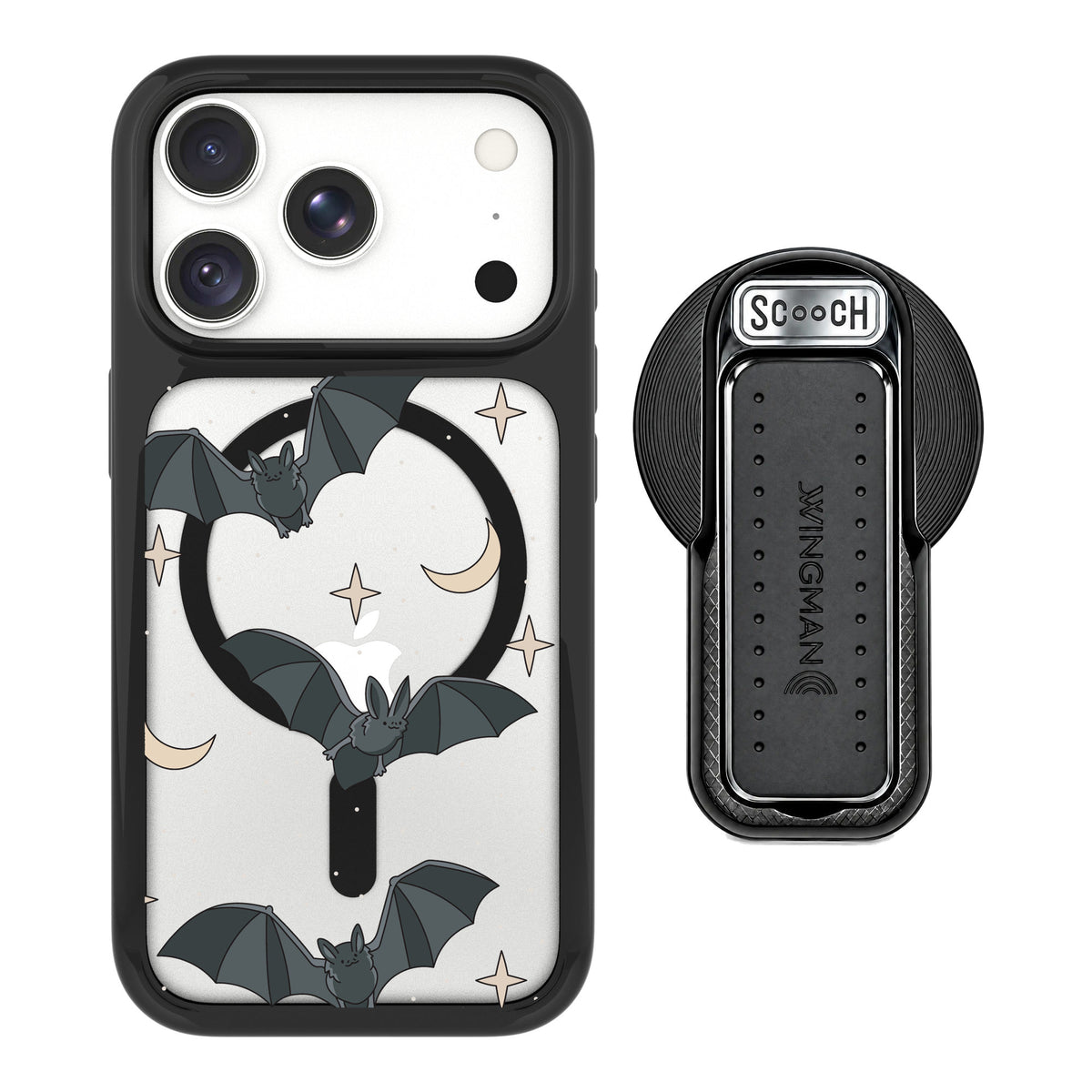 Scooch MagCase Batty Skies for iPhone 18 Pro Max — MagSafe Wingback Bundle - Black
