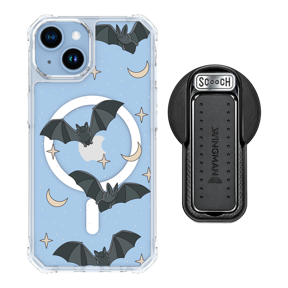 Scooch MagCase Batty Skies for iPhone 14 — MagSafe Wingback Bundle - Black