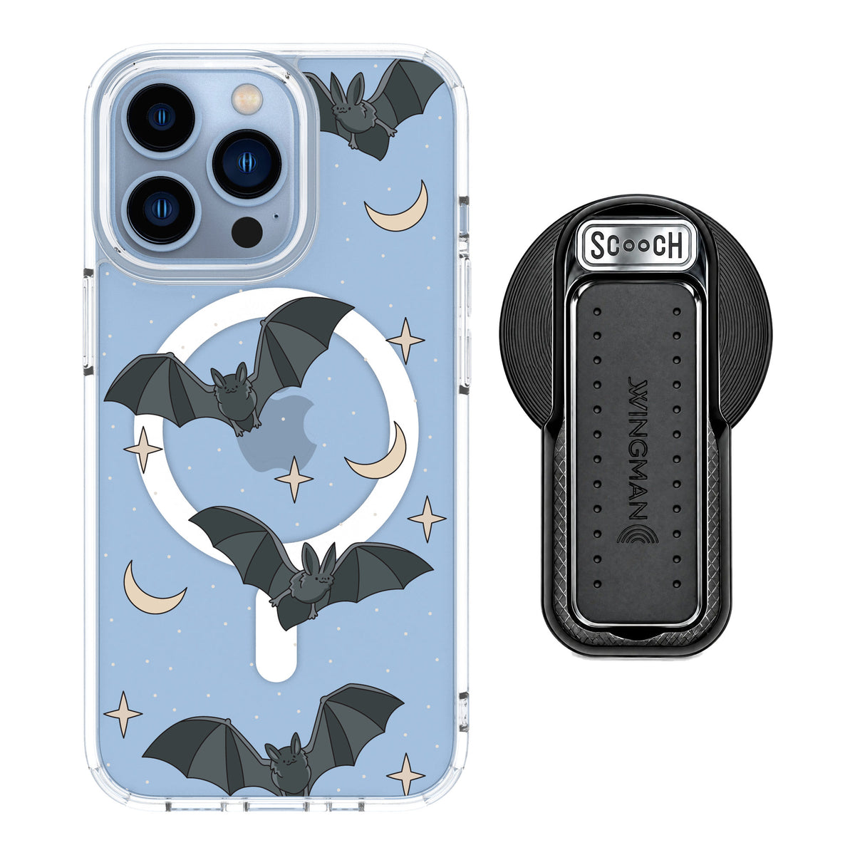 Scooch MagCase Batty Skies for iPhone 13 Pro — MagSafe Wingback Bundle - Black