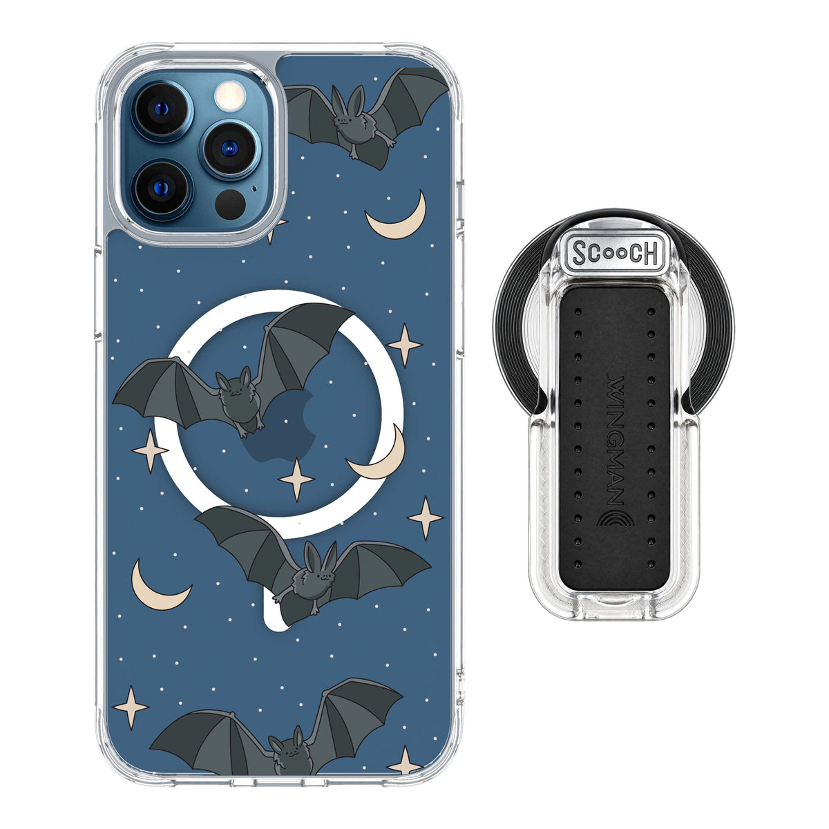 Scooch MagCase Batty Skies for iPhone 12 Pro — MagSafe Wingback Bundle - Clear