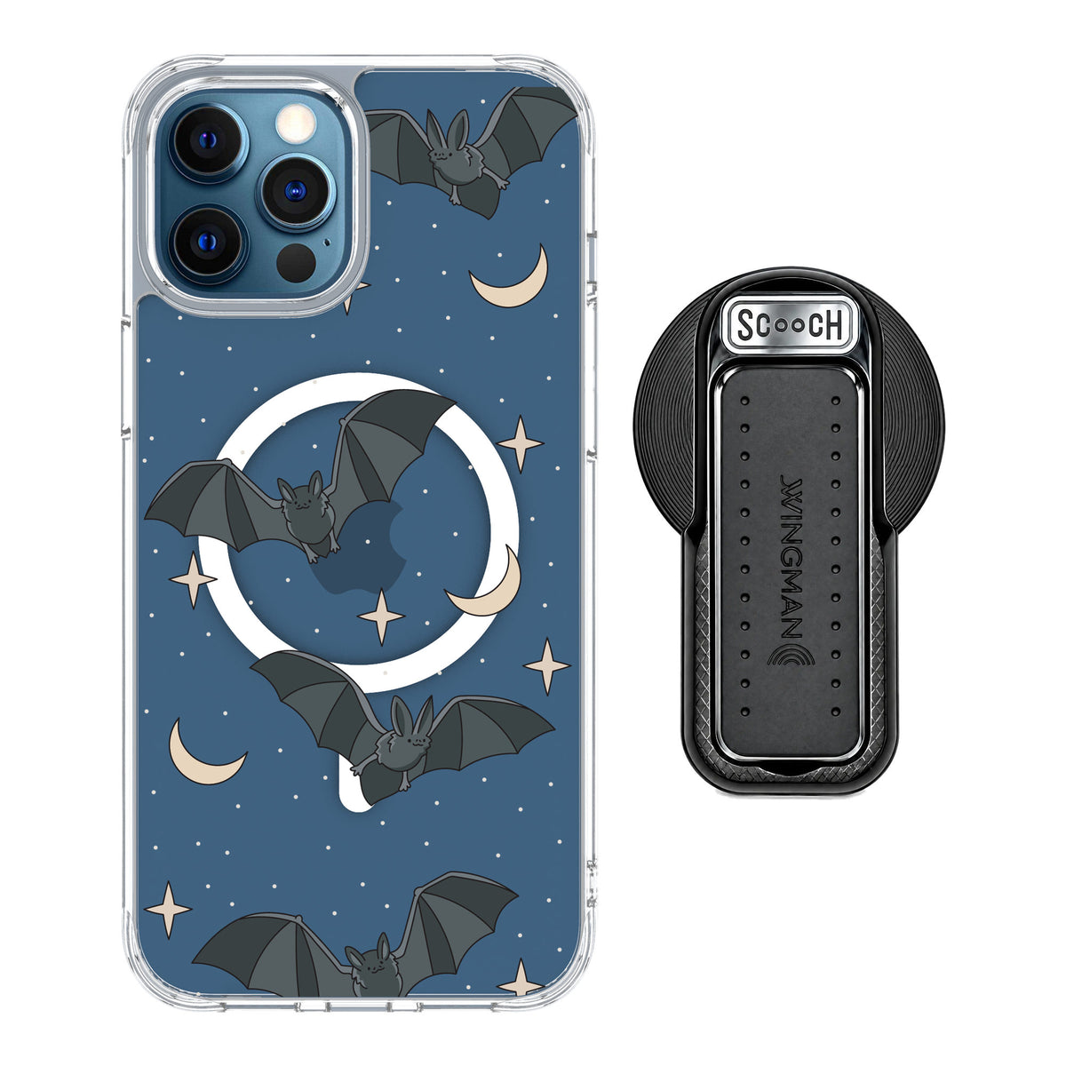Scooch MagCase Batty Skies for iPhone 12 Pro — MagSafe Wingback Bundle - Black