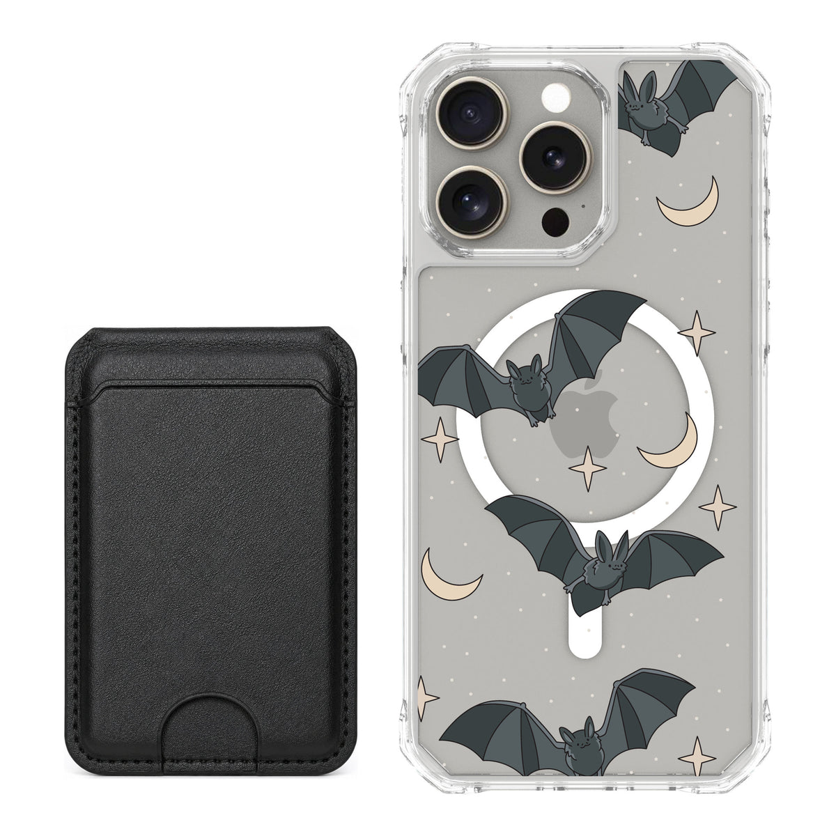 Scooch MagCase Batty Skies for iPhone 15 Pro Max — Black MagWallet Bundle